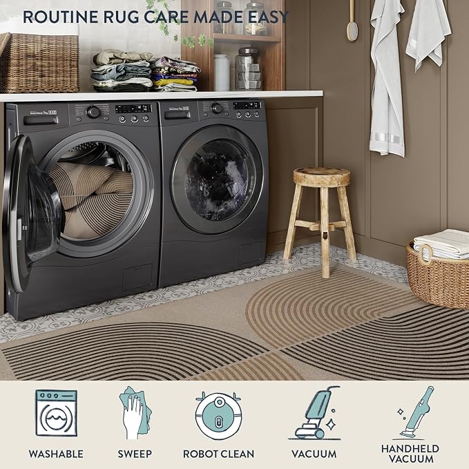 Lahome Enfys Modern Rainbow Easy Jute Rug, 2x6 Kitchen Runner Washable Rug