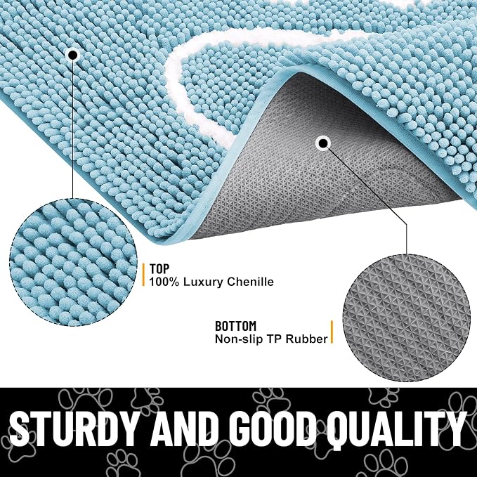 Smiry Dog Door Mat for Muddy Paws, Absorbent Dirt Trapper Non Slip Quick Dry