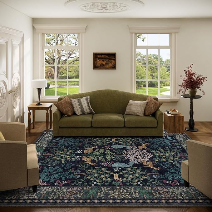 Washable Area Rugs for Living Room: 5x7 Bedroom Rug Vintage Area Rug Stain