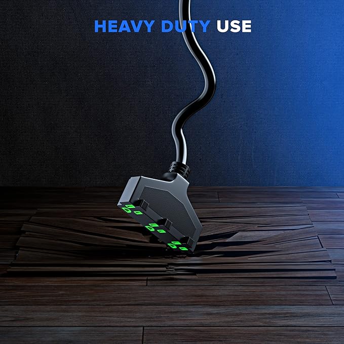Maximm 10/3 Extension Cord 50 Feet, 10AWG Black, ETL Listed, 3 Prong Plug 3-Outlet SJTW Heavy Duty Indoor, Weather Resistant - Power Cord for Garden, Lawn, Appliances, 50ft