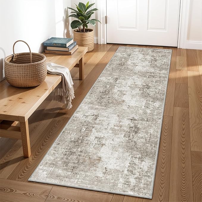2x8 Washable Non-Slip Hallway Runner Rug – Modern Abstract Soft Carpet