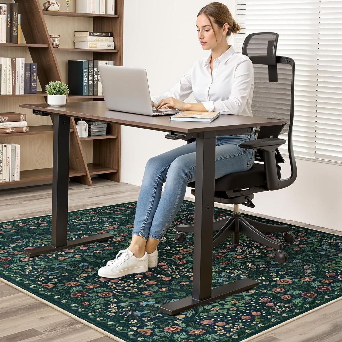 Anidaroel Floral Office Chair Mat for Hardwood Floor, 36"x48" Desk Chair Mat for Hard Floors, Under Desk Rug for Rolling Chair, Anti-Slip Computer Chair Mat, Low Pile Carpet Protector Mat