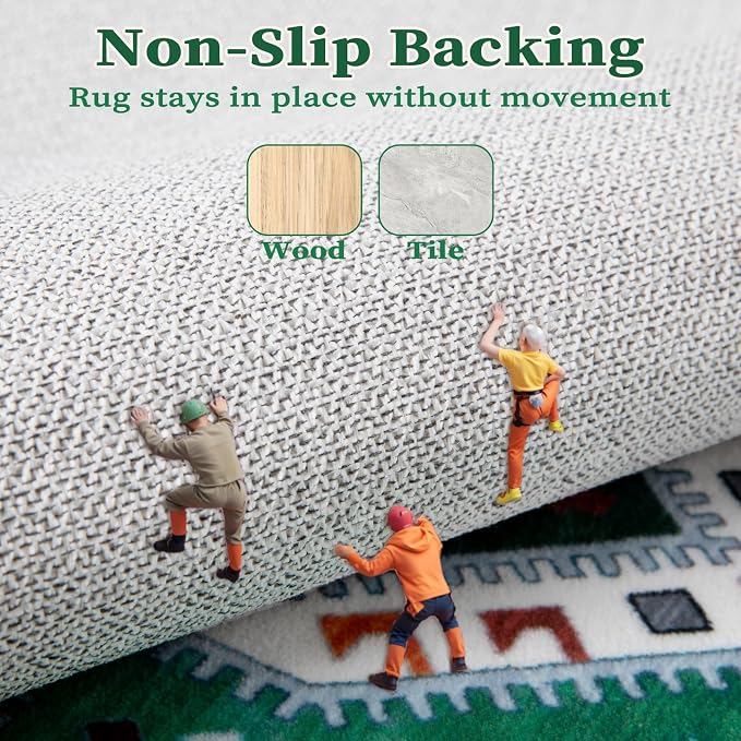 SERISSA 5x7 Boho Area Rug, Washable Non-Slip Rugs
