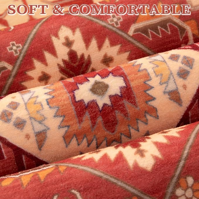 SERISSA 5x7 Boho Area Rug, Washable Non-Slip Rugs