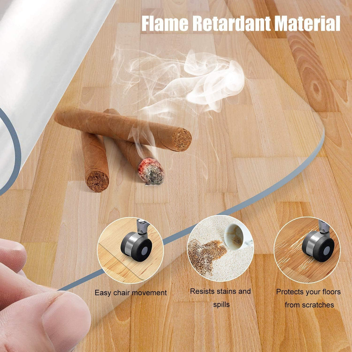Azadx Office Chair Mat for Hardwood Floor Clear Chair Mat for Easy Glide and Protection Floor Protector for Under Desk Chair Mat Plastic Floor Mat for Office Chair(36" x 48" Rectangle for Hard Floor)