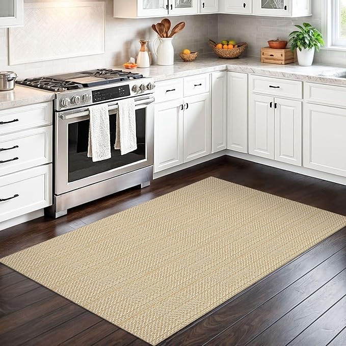 IOHOUZE Washable Area Rug 3x5 Non Slip Rubber Backed Woven Rugs