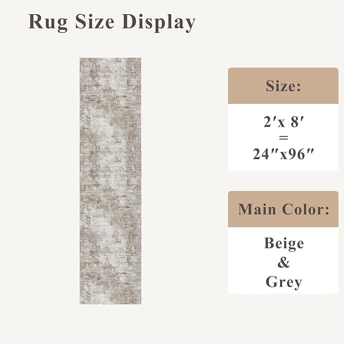 2x8 Washable Non-Slip Hallway Runner Rug – Modern Abstract Soft Carpet