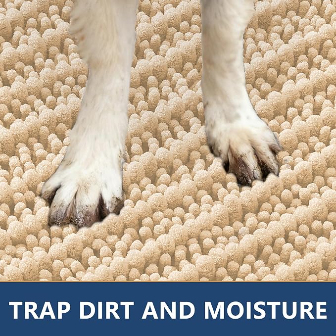 Smiry Dog Door Mat for Muddy Paws 71x46, Absorbent Dirt Trapper, Non-Slip