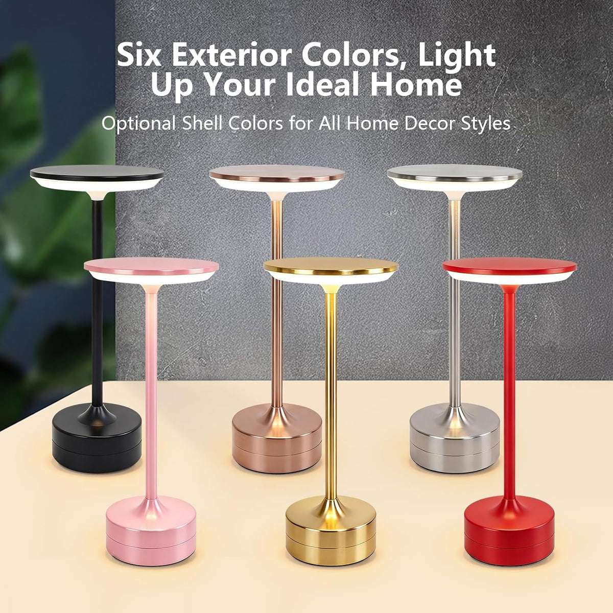Small Table Lamp, Portable Metal Table Lamp, Cordless Rechargeable Table Lamp , 3 Color Stepless Dimmable Atmosphere Table Lamps for Patio, Camping, Coffee table decor lamp for Indoor/Outdoo(Red)