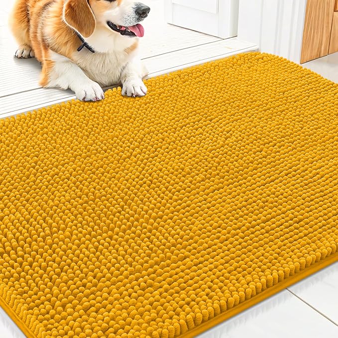 Smiry Dog Door Mat for Muddy Paws 30x17, Absorbent Dirt Trapper, Non-Slip