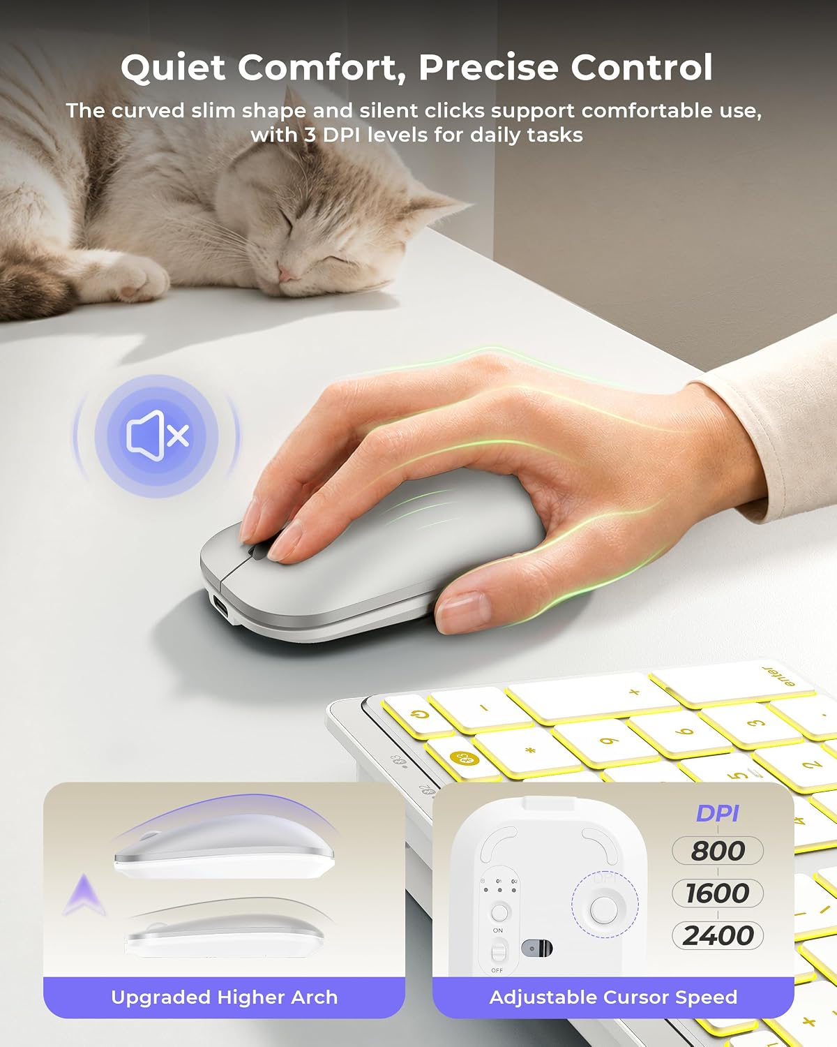 seenda COS64-2 Pro Bluetooth Keyboard Mouse Combo for Mac, 7-Color Backlit