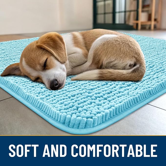 Smiry Dog Door Mat for Muddy Paws 30x20, Absorbent Dirt Trapper, Non-Slip
