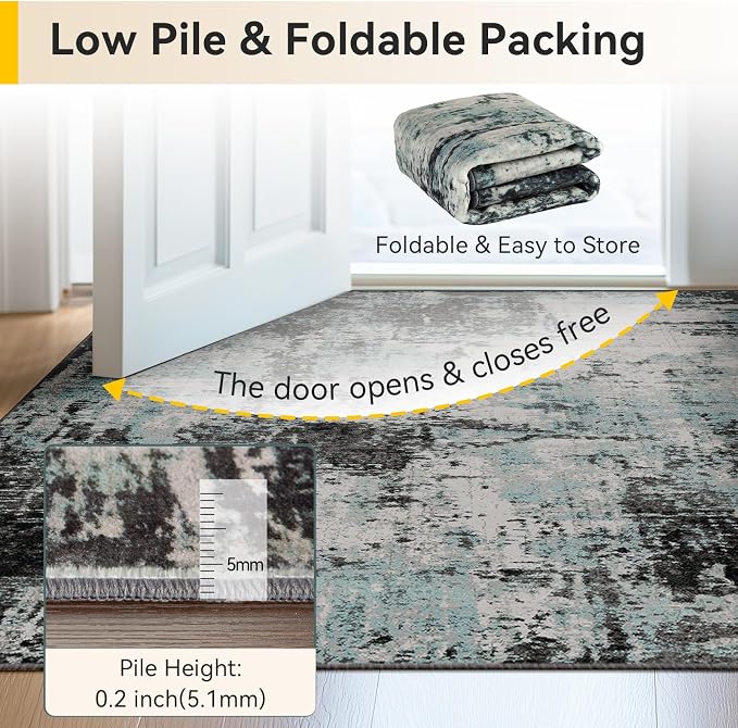 RELEANY Washable Area Rugs 9'x12' Non-Slip Modern Abstract Soft