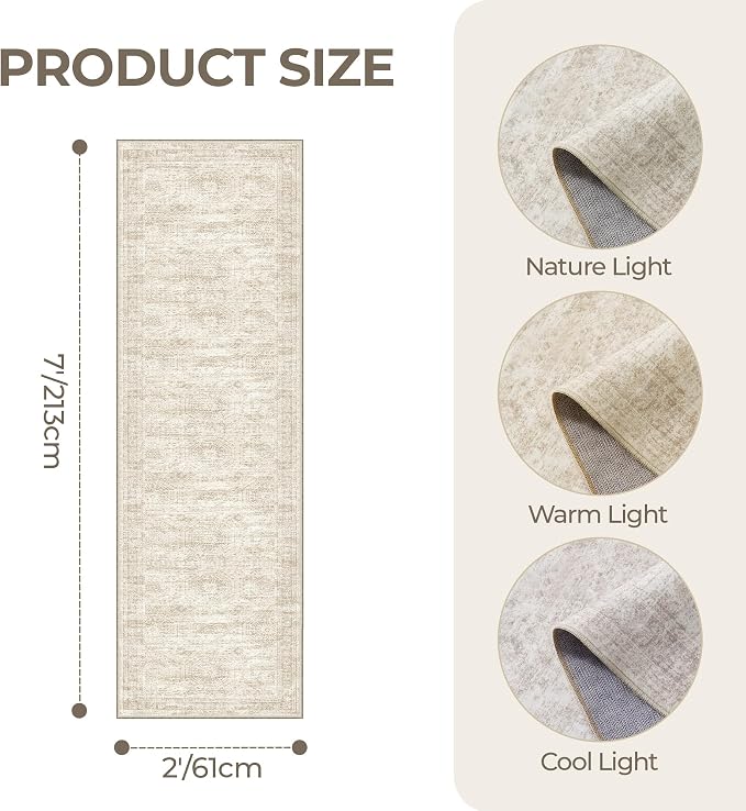 2x7 Runner Rug Non Slip, Thin Entryway Washable Rug