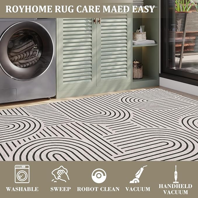ROYHOME Modern Rug 2x6 Runners for Hallways, Abstract Kitchen Runner Rugs Non
