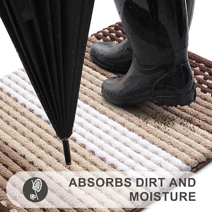 Kitinjoy Indoor Outdoor Door Mat, 59x36 Non-Slip Absorbent Dirt Trapper