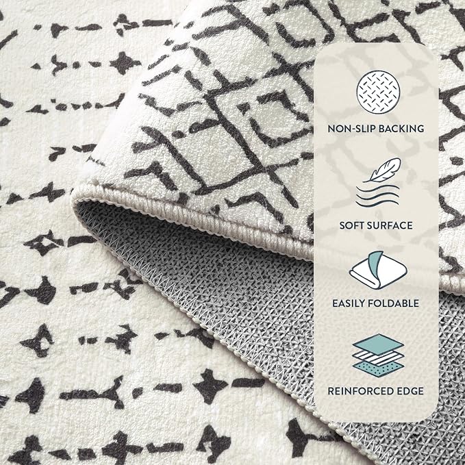 Lahome Moroccan Washable 2x6 Runner Rug, Non-Slip Beige Kitchen Hallway Runner