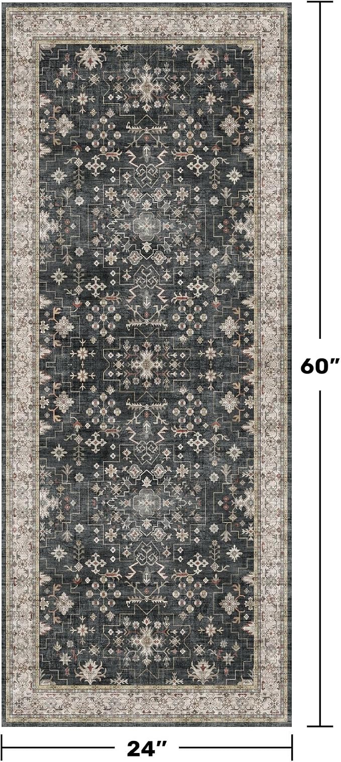 Black Entryway 2x5 Runner Rug, Small Throw Runners