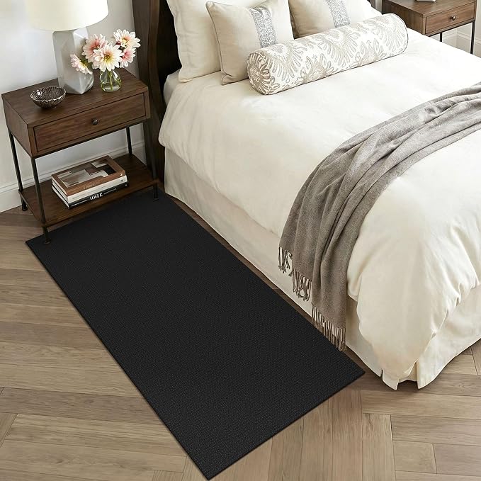 KOZYFLY Black 3x6 Washable Runner Rug, Non Slip Wide Runners