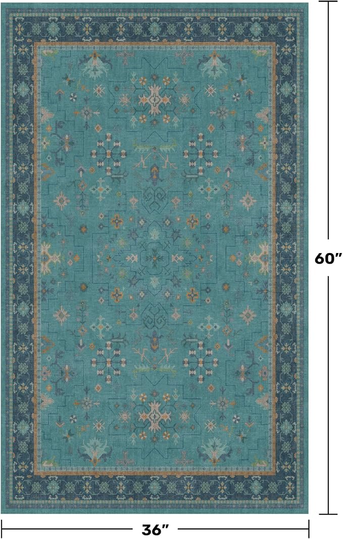 Washable Teal Rugs for Entryway Indoor