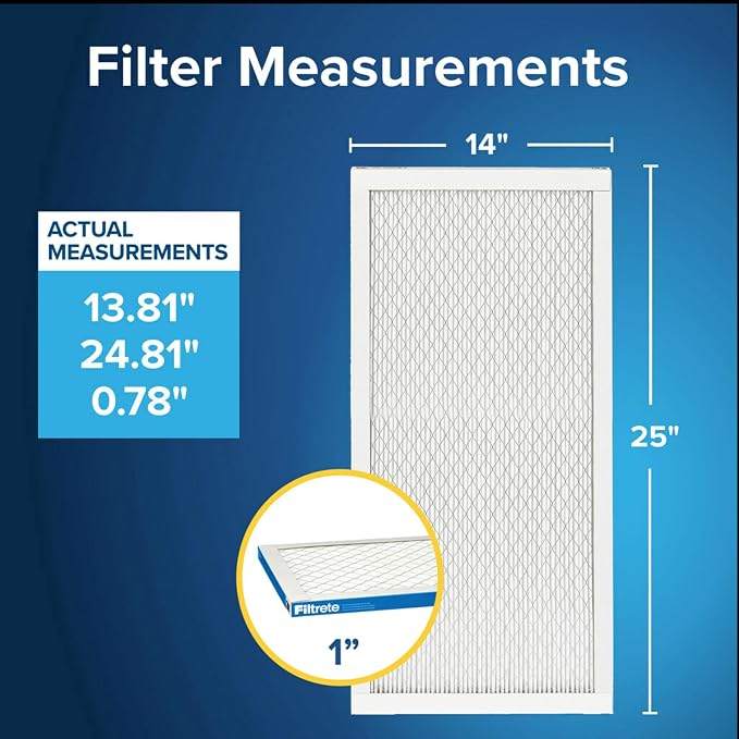Filtrete 14x25x1 AC Furnace Air Filter, MERV 13, MPR 1900, Premium Allergen