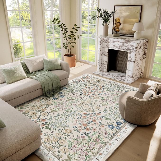 Machine Washable Rugs for Living Room: 6x9 Area Rugs for Bedroom Vintage Stain