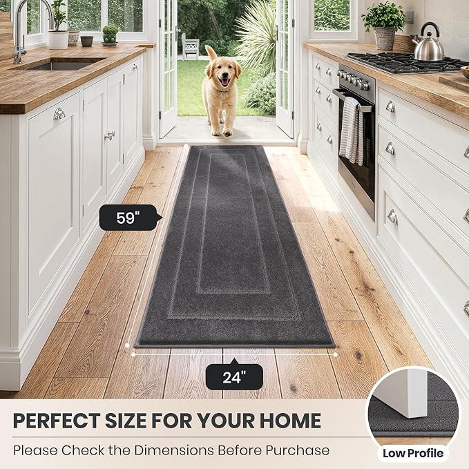 PURRUGS Dirt Trapping Door Mat 24" x 59", Non-Slip/Skid Machine Washable