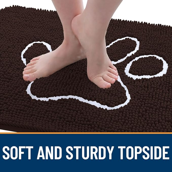 OLANLY Dog Door Mat for Muddy Paws 59x32, Paw Print Design, Absorbs Moisture