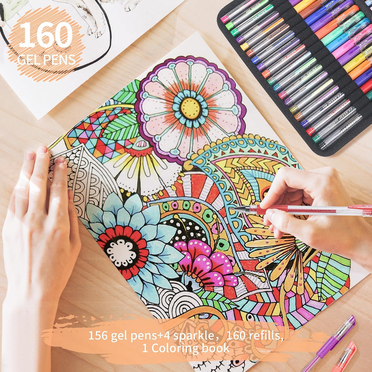 ZSCM 320 Pack Gel Pens for Adult Coloring Book, 160 Colors Artist Pens