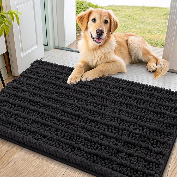 Smiry Dog Door Mat for Muddy Paws 36x24, Absorbent Dirt Trapper, Non-Slip
