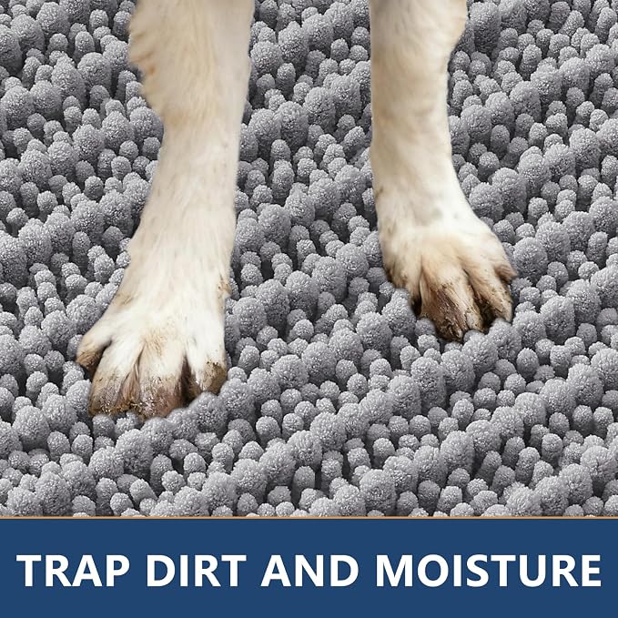 Smiry Dog Door Mat for Muddy Paws 24x16, Absorbent Dirt Trapper, Non-Slip