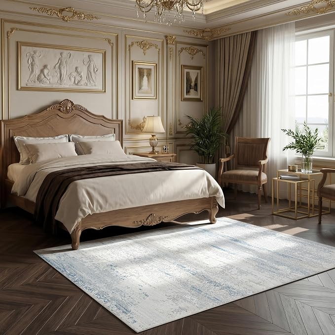 Washable Rugs 4x6 Area Rugs for Living Room- Modern Abstract Rugs for Bedroom