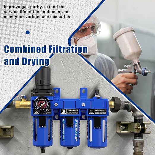 NEWPO 1/2'' NPT Compressed Air Filter Regulator Lubricator Combo