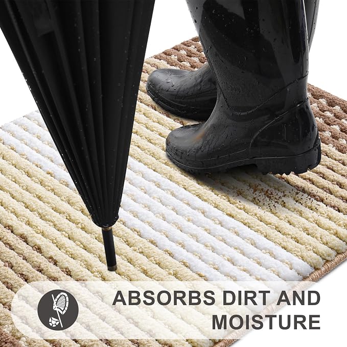 Kitinjoy Indoor Outdoor Door Mat, 59x24 Non-Slip Absorbent Dirt Trapper