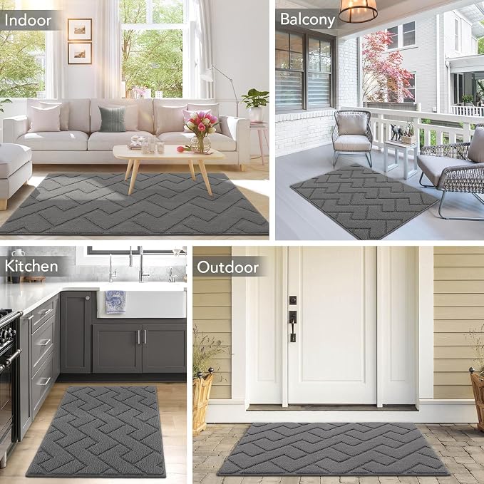 hicorfe Front Door Mat Outside Entrance, Stain and Fade Resistant, Non Slip