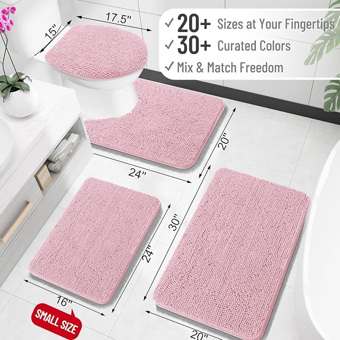 OLANLY Bathroom Rugs 35x24, Extra Soft Absorbent Chenille Bath Rugs, Rubber