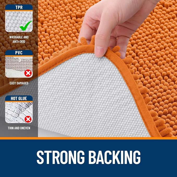 OLANLY Bathroom Runner Rugs 47x20, Extra Soft Absorbent Chenille Bath Rugs