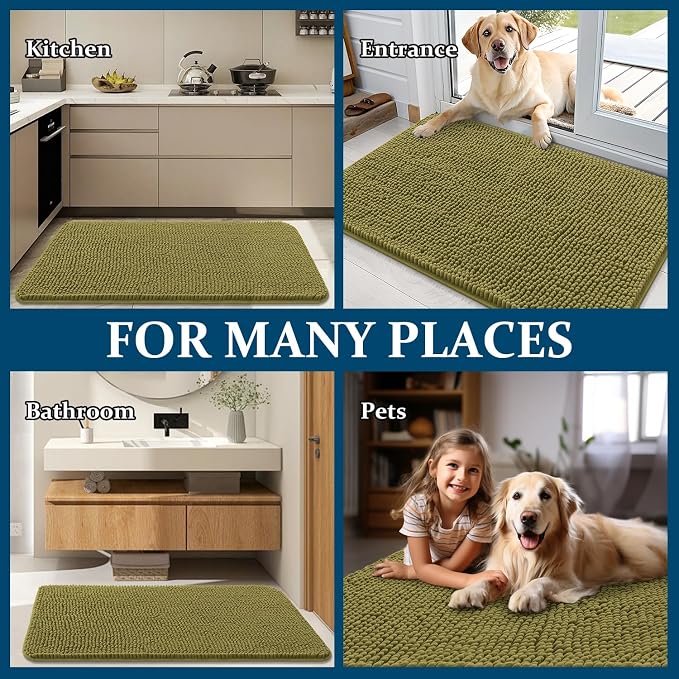 OLANLY Dog Door Mat for Muddy Paws 59x32, Absorbs Moisture and Dirt, Absorbent
