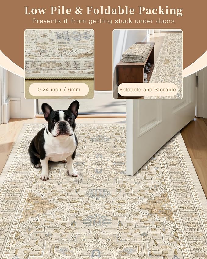 Madane 6x9 Area Rugs for Living Room, Stain Resistant Washable Rugs, Non-Slip