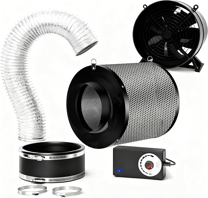 MELONFARM Air Filtration Kit, 8 Ft Ducting & Rubber Coupler, Air Cooling and