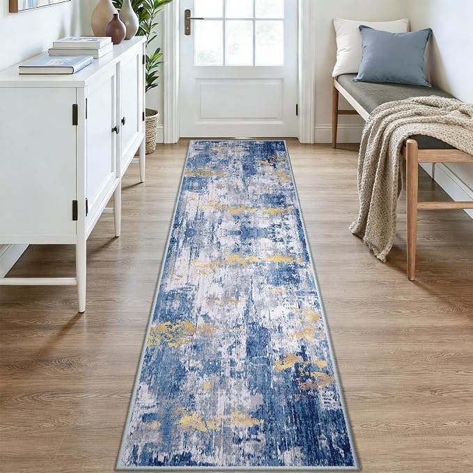 RELEANY Washable Area Rugs 2x9 Non-Slip Modern Abstract Soft