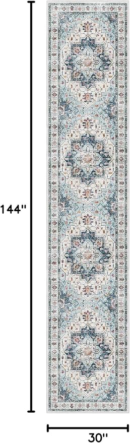 Madane Hallway Runner Rug 2'6''x12' Kitchen Runner, Non Slip Vintage Runners