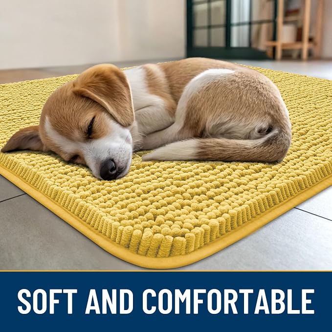 Smiry Dog Door Mat for Muddy Paws 30x20, Absorbent Dirt Trapper, Non-Slip