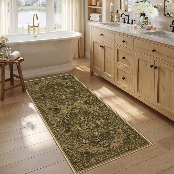 RELEANY Area Rugs Runner 2'6"x5' Washable Non-Slip, Floral Vintage Distress