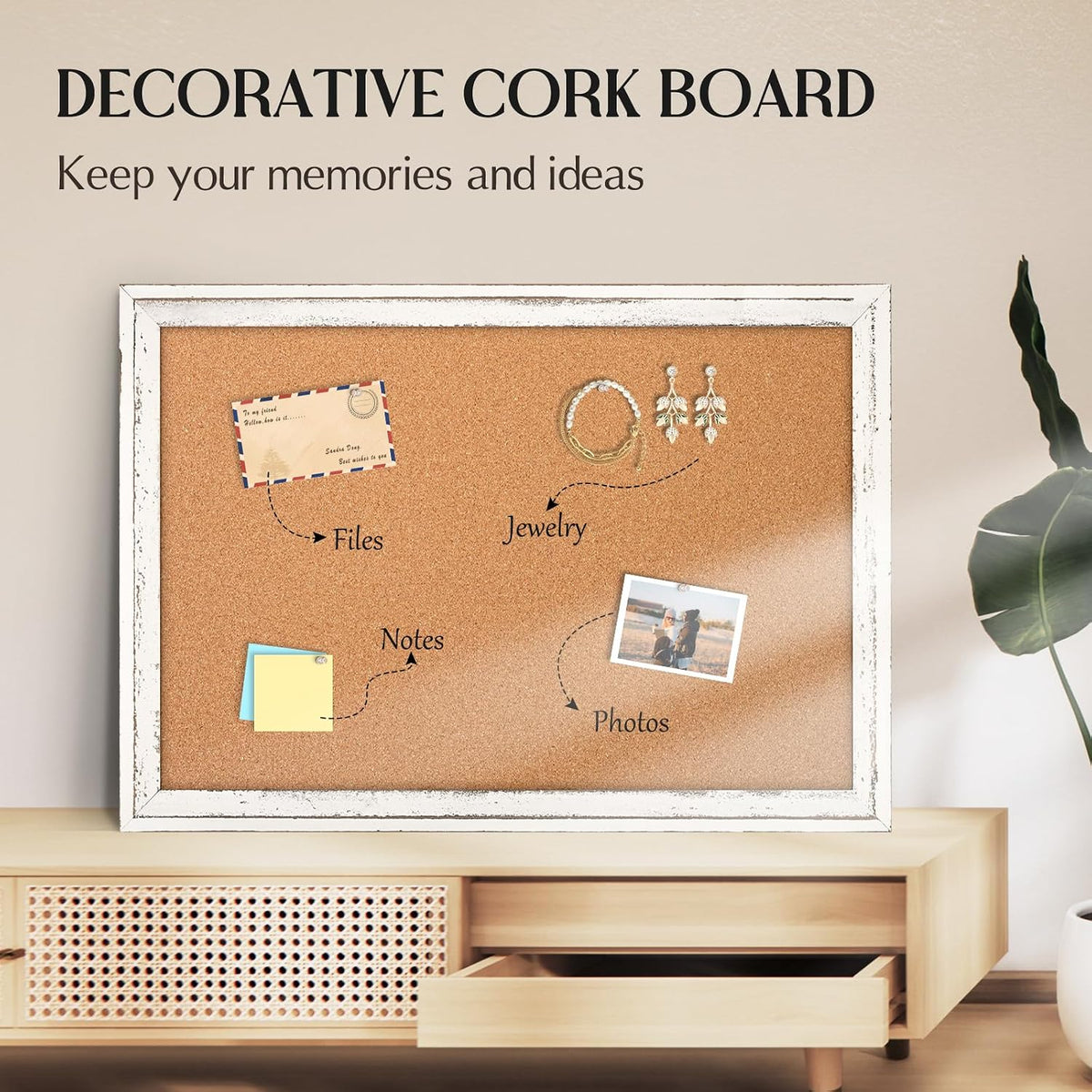 Large Cork Board Bulletin Board, 48"x36" Corkboard for Wall