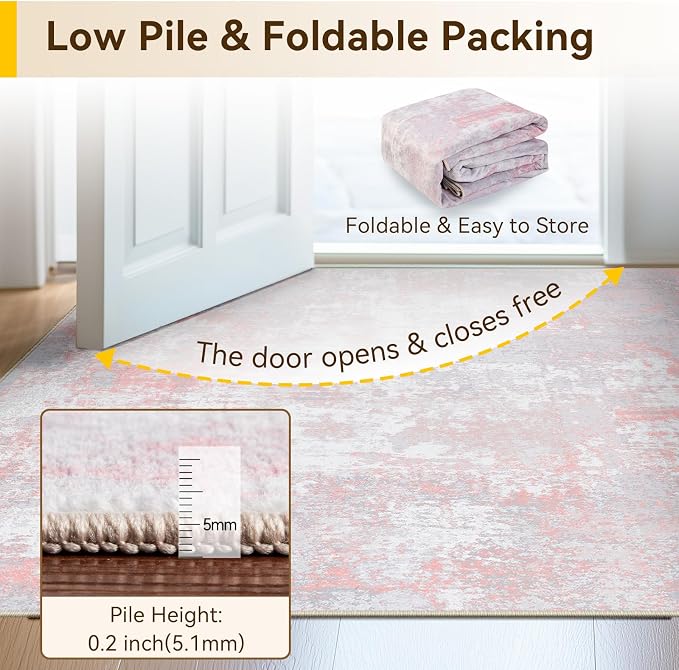 RELEANY Washable Area Rugs 8ft Non-Slip Modern Abstract Soft