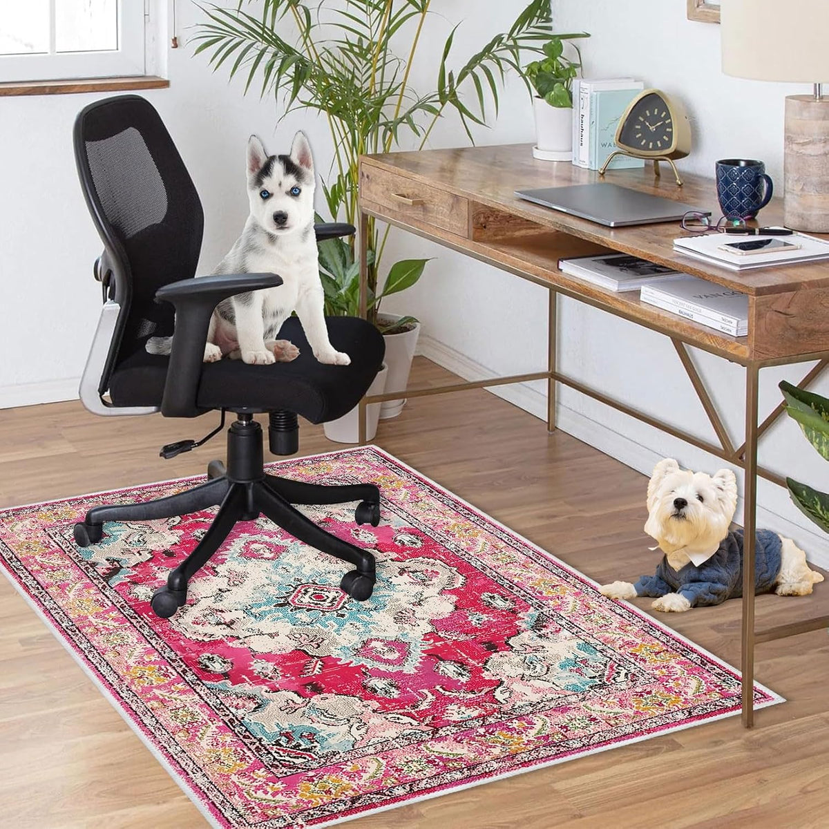 4×5ft/48×60in Chair Mat for Hardwood Floor, Office Desk Anti-Slip Chair Mats for Hard Floors, Computer Gaming Chair Mat, Under Desk Rug Protector for Rolling Chair(Pink)