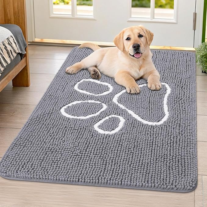 Smiry Dog Door Mat for Muddy Paws, Absorbent Dirt Trapper Non Slip Quick Dry