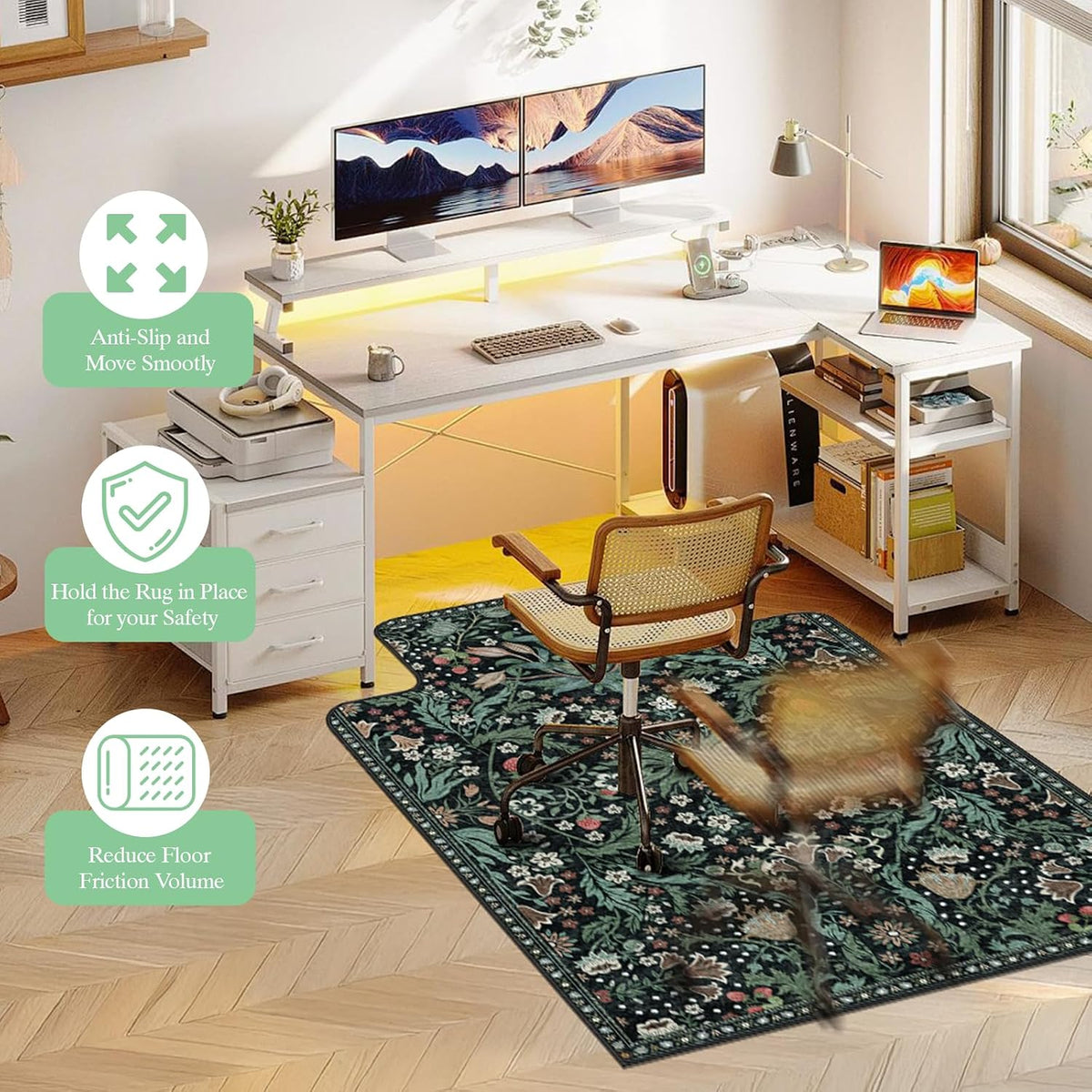 Office Chair Mat for Hardwood Floor & Tile Floor,48"X 60"-Convex Green