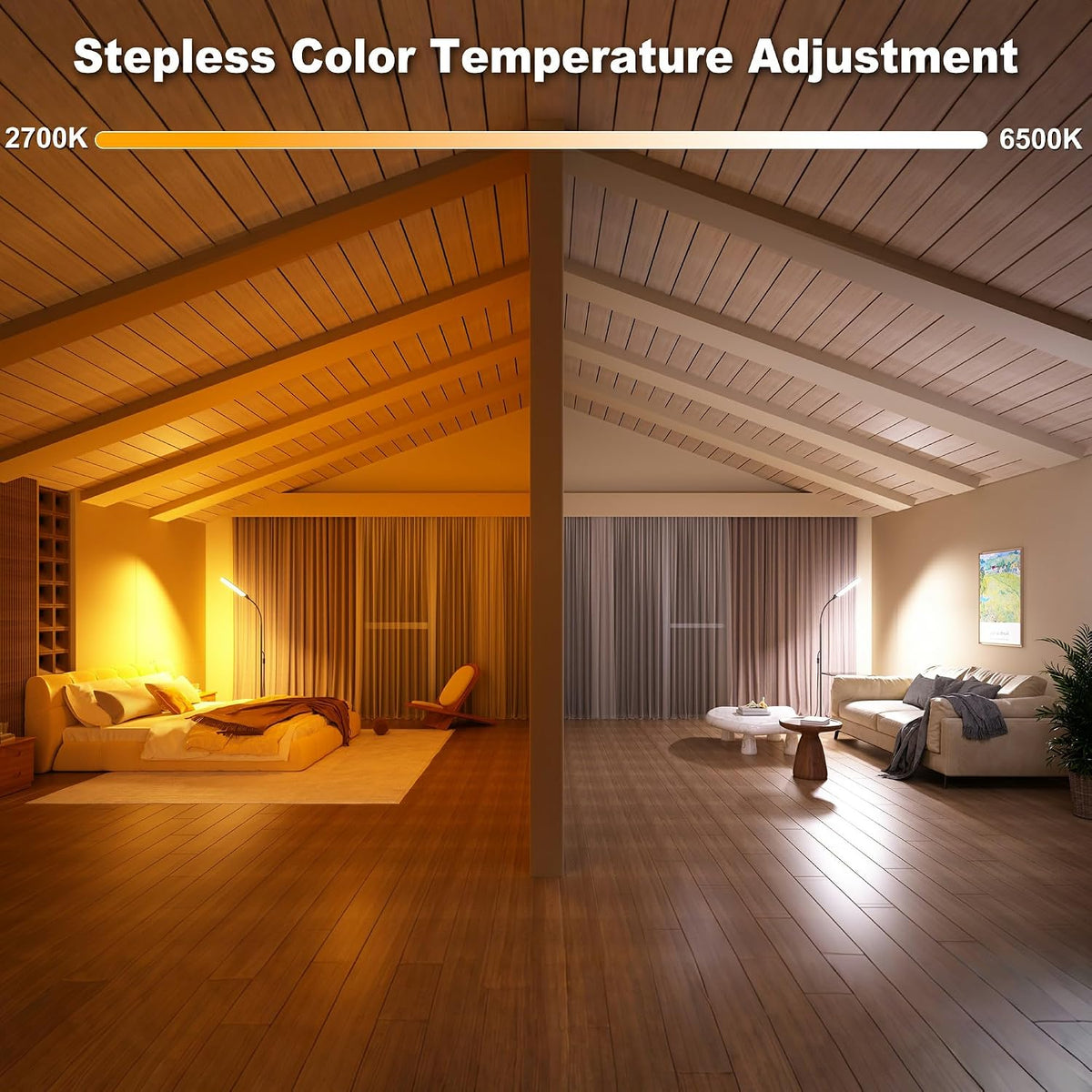 Floor Lamp, 18W 1800LM Super Bright LED Floor Lamps for Living Room with Remote, Stepless Dimming Color Temperature & Brightness, Modern Adjustable Neck Standing Lamp Ideal for Bedroom, Office, Study